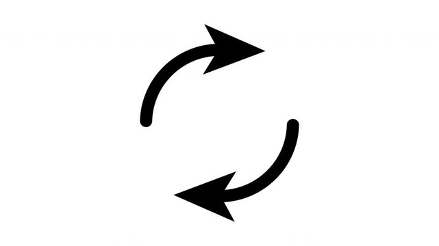 Black Circle Arrow Loading Animation Icon With Alpha Channel. Rotating, Progress Indicator, Process and Data Update Motion Graphic. Transparent Background