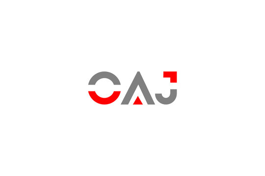 CAJ Logo in Red and Gray Geometric Shapes for Modern Creative Brand Identity