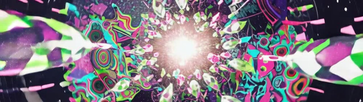 Colorful abstract pattern showing bright light and shattered shapes in a digital design during a creative art session.