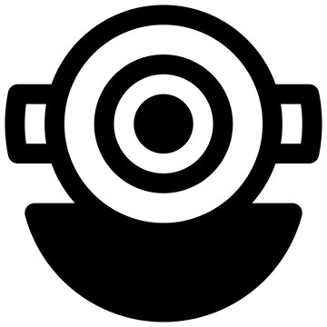 Diving helmet. Outlined stroke vector icon with black-filled details.