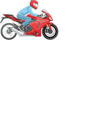 Obraz premium Motorcycle Racer in Full Gear Riding Red Sports Bike for Racing, Adventure, and Action Vector Illustration