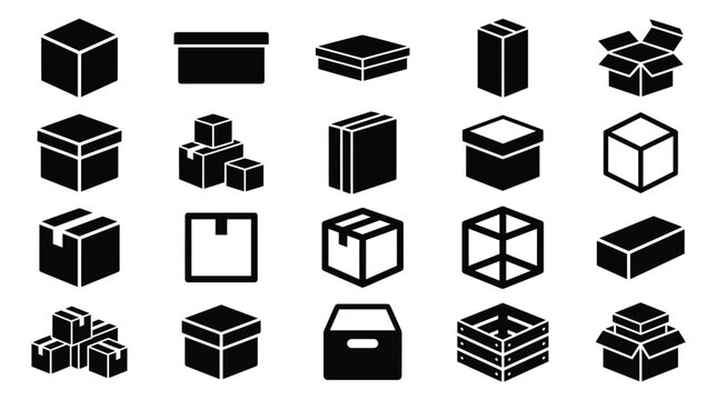 Cardboard Boxes Collection Isolated White Background