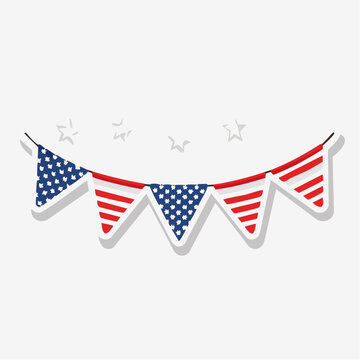 American Flag Bunting Garland with Stars and Stripes