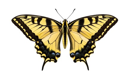 Obraz premium Bright yellow butterfly with black borders and blue eyespots