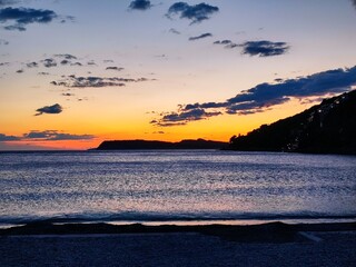 sunset over the sea and moutains in dubrovnik croatia