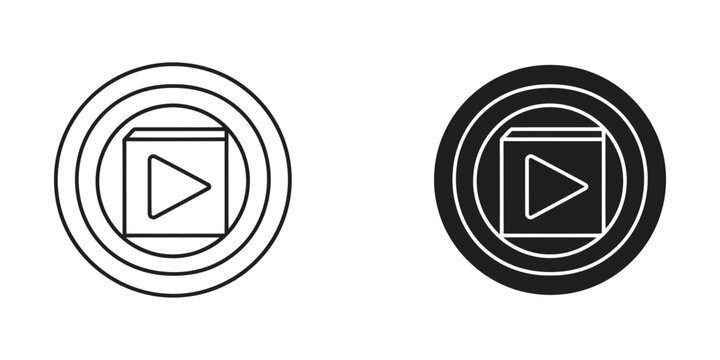 Comparison of play button icons with different background styles in circular frames