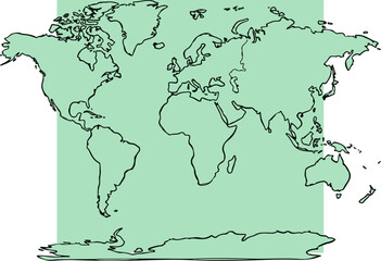 Fototapeta premium World Map Outline Illustration Graphic.
