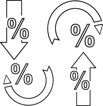 Percentage decrease arrows a silhouette style graphic for financial data