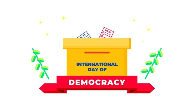 International Day of Democracy Illustration with Ballot Box and Voting Papers for Civic Education