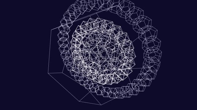 Premium 4K seamless loop of nested Icosahedron Anahata sacred geometry breathing in a cinematic void. Ideal for VJ sets, trance festival visuals, meditation apps, and yoga studios.