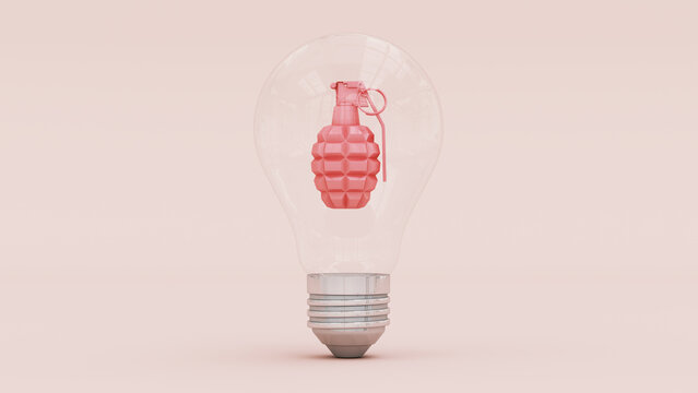 Lightbulb Grenade Explosive Danger Mental Health Psychology Concept 3D Illustration