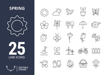 Fototapeta premium 25 Line Icon Set Spring 