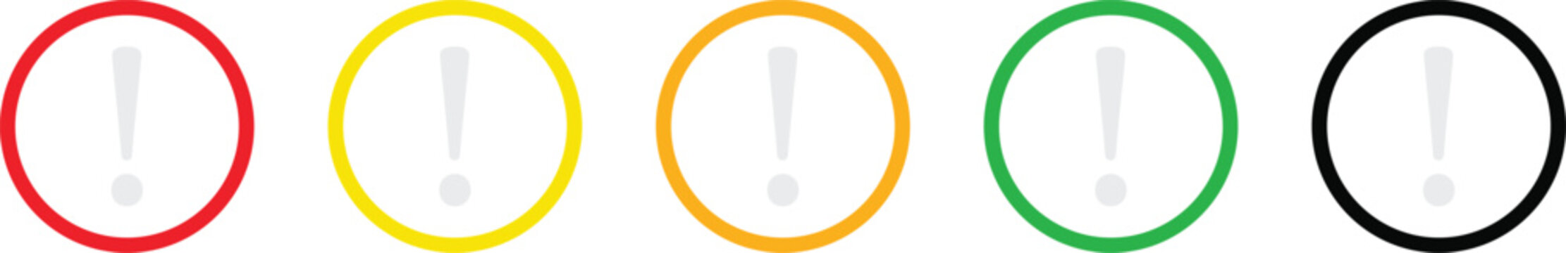 Set of caution warning signs. Warning symbols with exclamation mark, fatal error message, danger icons, attention sign. Vector.