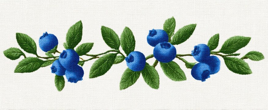 This decorative washi tape strip dances with blueberries on rustic linen for spring crafts.