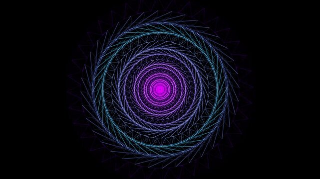 Premium 4K seamless loop of a fractal mandala Vishuddha throat chakra with infinitely unfolding geometric branches in a cinematic void. Ideal for VJ sets, trance visuals, meditation, and yoga studios.