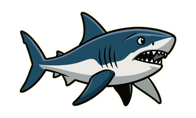 Obraz premium Shark Predator Mascot Vector Icon on Black Background