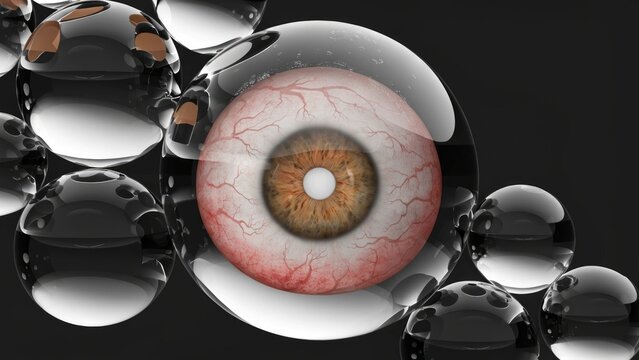 Close-up eye, human eye, iris, eye balls, detailed anatomy, medical illustration