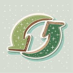 Naklejka premium Recycle symbol with arrows in green and brown