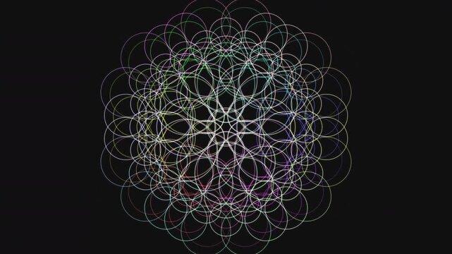 Premium 4K seamless loop of the Manipura Solar Plexus Flower of Life sacred geometry. Features breathing holographic moir&eacute; waves and iridescent cinematic glow. Ideal for VJ sets, trance, and meditatio
