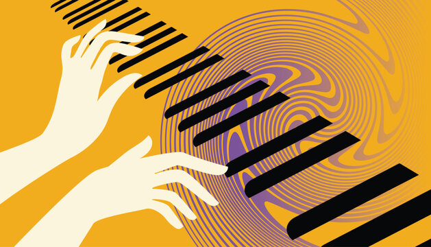 Hands playing piano, music fest poster