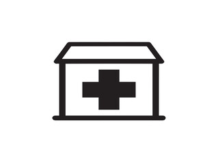 Obraz premium First aid kit icon with cross symbol, minimalist flat design vector illustration