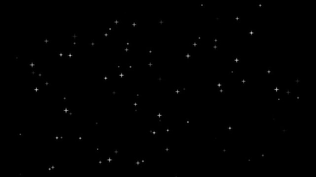 Night starry skies with twinkling and blinking stars seamless loop on a black background. Looping seamless space backdrop. Sparkling starry line effects for motion design video