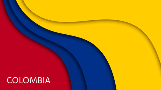 20 July paper cut flag of Colombia for Independence Day, vector papercut banner. Colombia flag in national colors in paper cut waves for Colombian patriotic holiday of Latin America Republic country