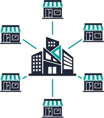 Naklejka premium B2B Franchise Network Icon Vector Illustration