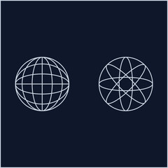 Abstract wireframe spheres representing global connectivity and atomic structures on a dark minimalist background technology. © MdFarhad