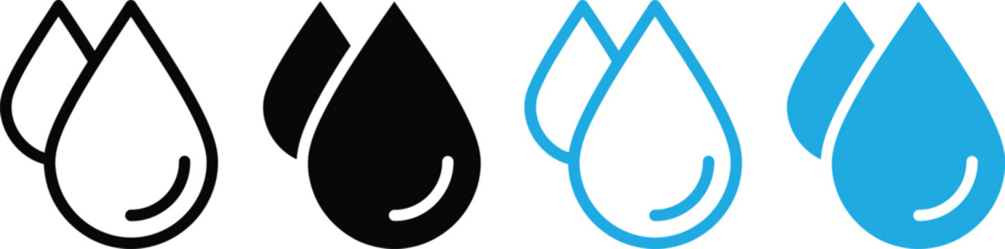 Water drop icon. Raindrop vector illustration. Wet symbol. Oil sign. Blue dripped rain droplet pictogram. Dew icon isolated.