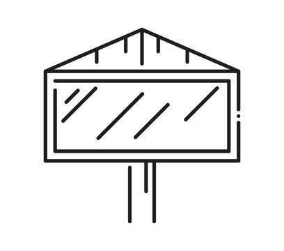 Exhibition ad billboard stand display line icon or pictogram. Trade show presentation billboard lineart icon, promo stand display outline vector symbol. Retail outdoor light box pictogram or sign