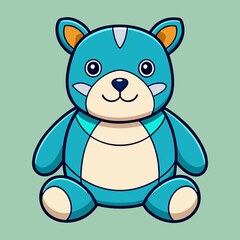 Obraz premium Adorable blue cartoon bear character with a friendly smile on a soft green background