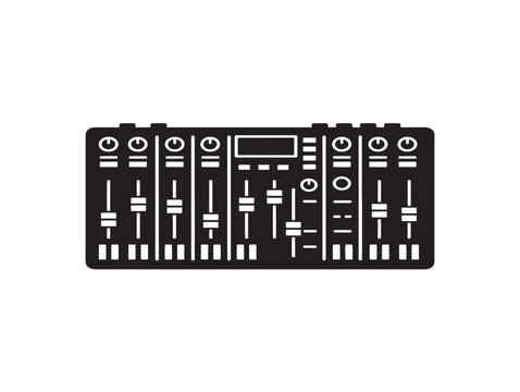 Minimalist audio mixer control panel vector illustration, flat design