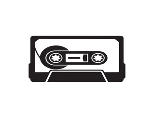 Obraz premium vintage cassette tape flat design vector illustration on dark background
