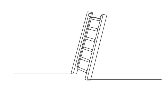 ladder to success,Ladder animation continuous one line drawing, Ladder. Climb up, stairs, steps, height, folding, comfortable in using,minimal line art ladder