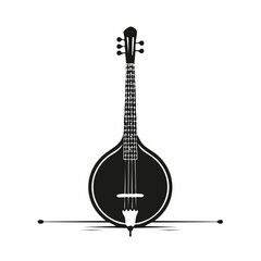 Fototapeta premium Black Silhouette of a Bouzouki Musical Instrument