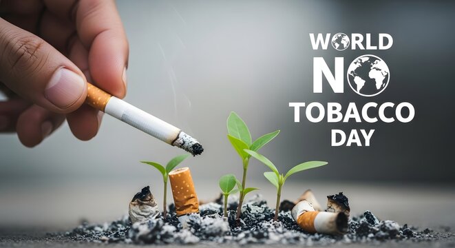 World no tobacco day stop smoking for a healthier life and a greener future awareness campaign