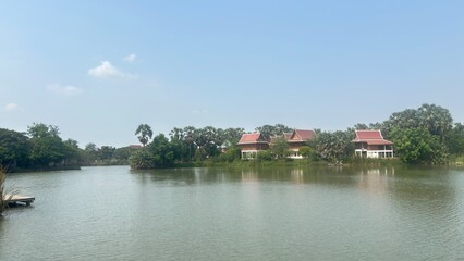 Fototapeta premium small village on the river