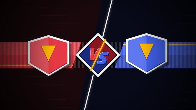 Motion Graphic of Competitive Versus Screen for Esports Gaming Battle with Red and Blue Team Hexagon Icons