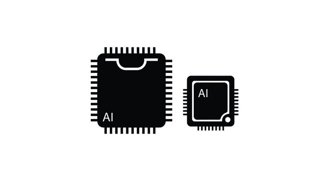 microprocessor chips with ai labels silhouette high quality professional detailed
