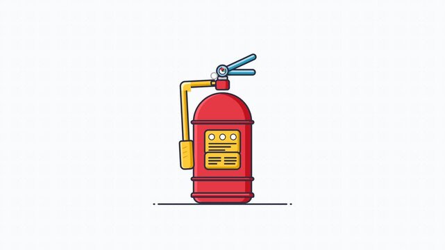 Red Portable Fire Extinguisher Icon Flat Vector Illustration for Emergency Safety and Protection Services
