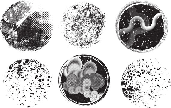 Grunge post Stamps Collection, Circles. Banners, Insignias , Logos, Icons, Labels and Badges Set . vector distress textures.blank shapes.
