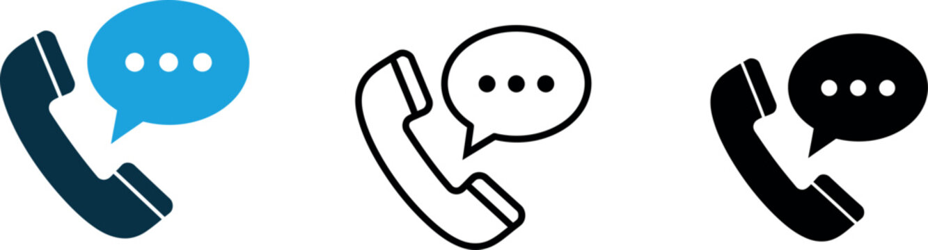 Phone call and message icons with speech bubble customer service telephone han