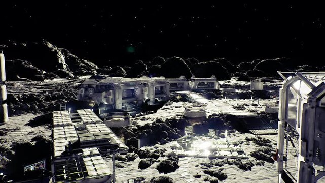 lunar research laboratory overlooking crater, unmanned instruments and telescopes, sample containers and sealed modules, sterile consoles, emphasis on data,