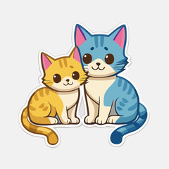 Fototapeta premium Cute Cartoon Cats Sitting Together