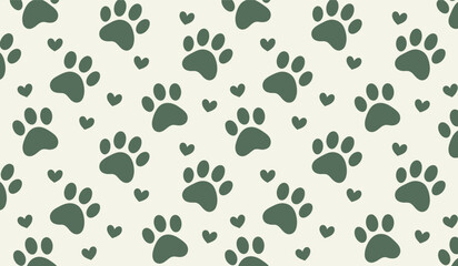Cute pet dog cat fox paw print green heart art © Naimur creativehouse