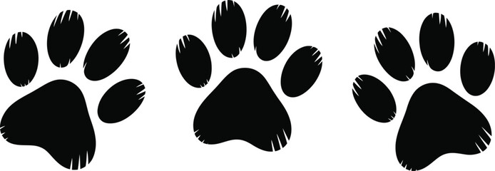 Black dog cat pet paw print track step icon sign © Naimur creativehouse