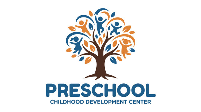 Preschool Childhood Development Center Logo Tree of Life with Children.