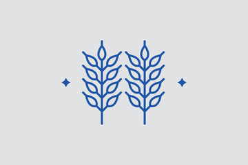 Fototapeta premium Wheat ears line icon for identifying grain agriculture and whole-food bakery ingredients. Golden vector illustration for artisanal bread labels and agricultural commodity market reports.