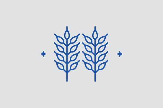 Wheat ears line icon for identifying grain agriculture and whole-food bakery ingredients. Golden vector illustration for artisanal bread labels and agricultural commodity market reports.